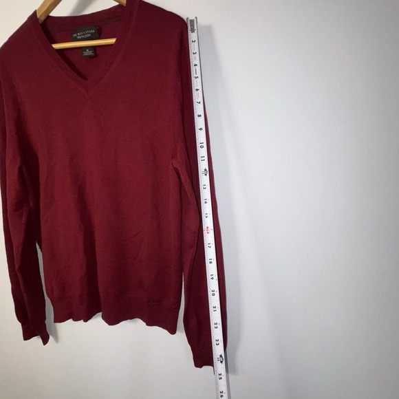 Bloomingdale's Merino Wool V Neck Sweater Red Knit Pullover Size M - Picture 5 of 6